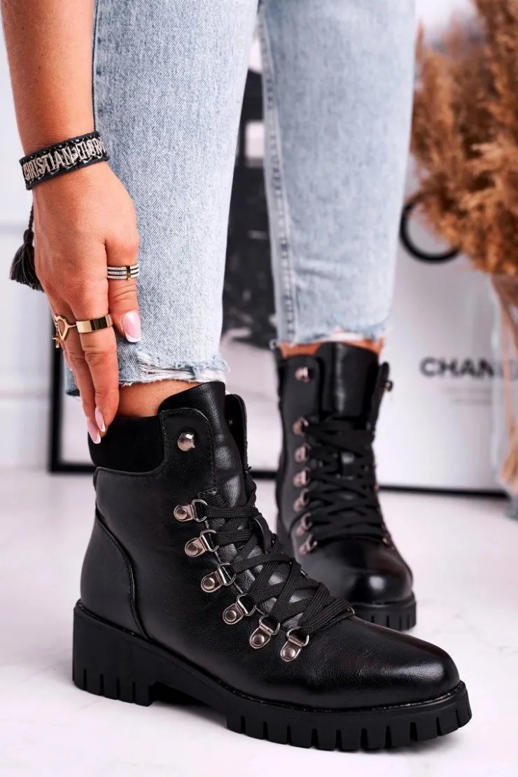 Damskie Boto Botki Damskie Workery Czarne Endragon