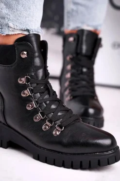 Damskie Boto Botki Damskie Workery Czarne Endragon