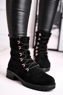 Boto Botki Sznurowane|Czarne Botki*Botki Damskie Workery Livy Czarne