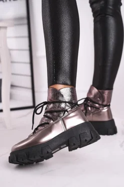 Damskie Boto Botki Damskie Wsuwane Rochelle Srebrne