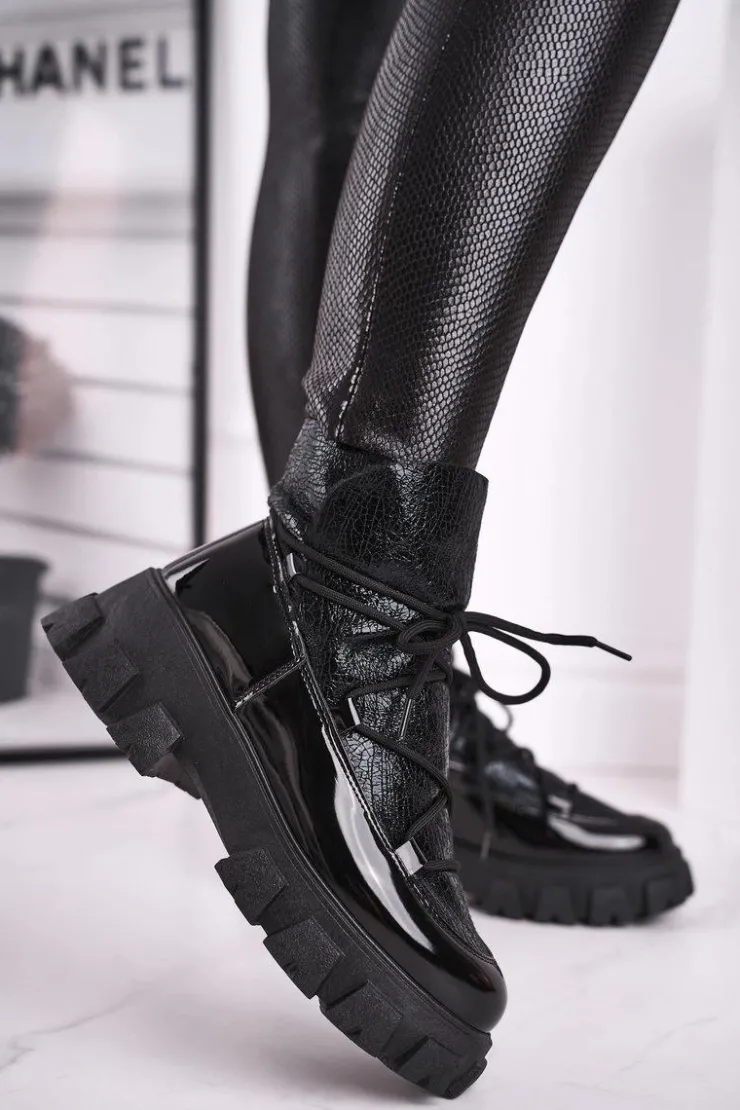 Boto Czarne Botki|Botki Zimowe Damskie*Botki Damskie Wsuwane Rochelle Czarne