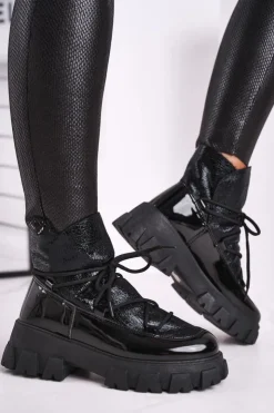 Boto Czarne Botki|Botki Zimowe Damskie*Botki Damskie Wsuwane Rochelle Czarne