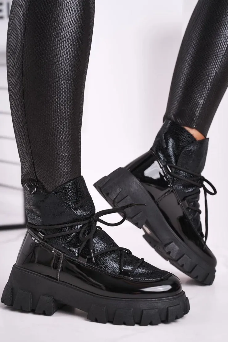 Boto Czarne Botki|Botki Zimowe Damskie*Botki Damskie Wsuwane Rochelle Czarne