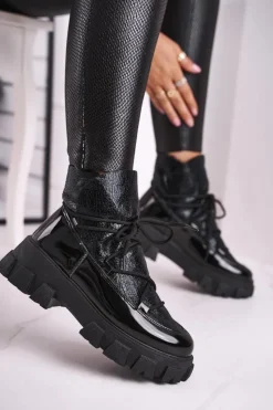 Boto Czarne Botki|Botki Zimowe Damskie*Botki Damskie Wsuwane Rochelle Czarne