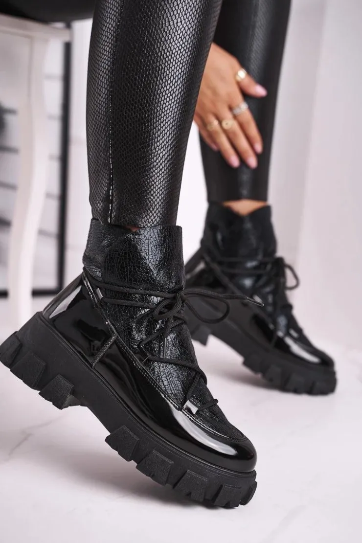 Boto Czarne Botki|Botki Zimowe Damskie*Botki Damskie Wsuwane Rochelle Czarne