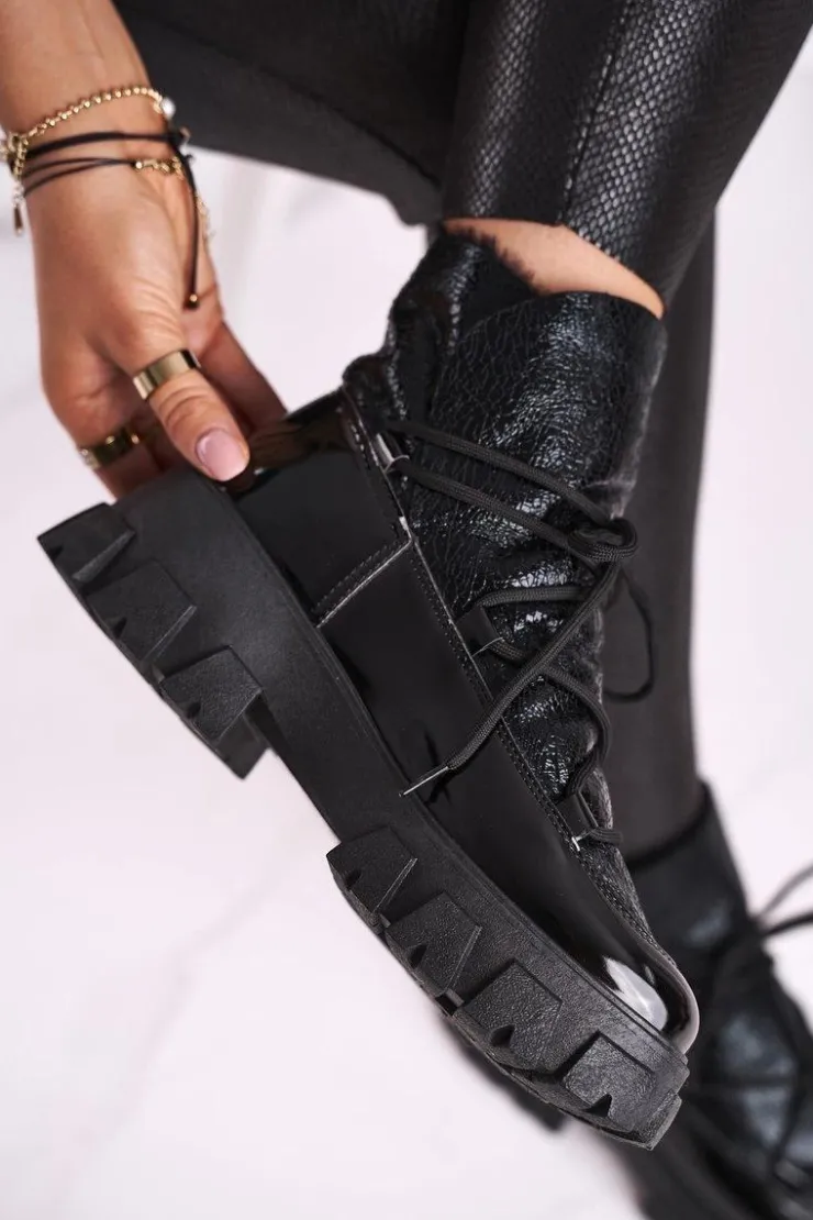 Boto Czarne Botki|Botki Zimowe Damskie*Botki Damskie Wsuwane Rochelle Czarne