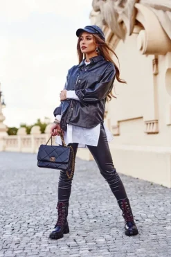 Sale Damskie buty S.Barski Botki Damskie Wysokie Grunge Czarne Moderniso