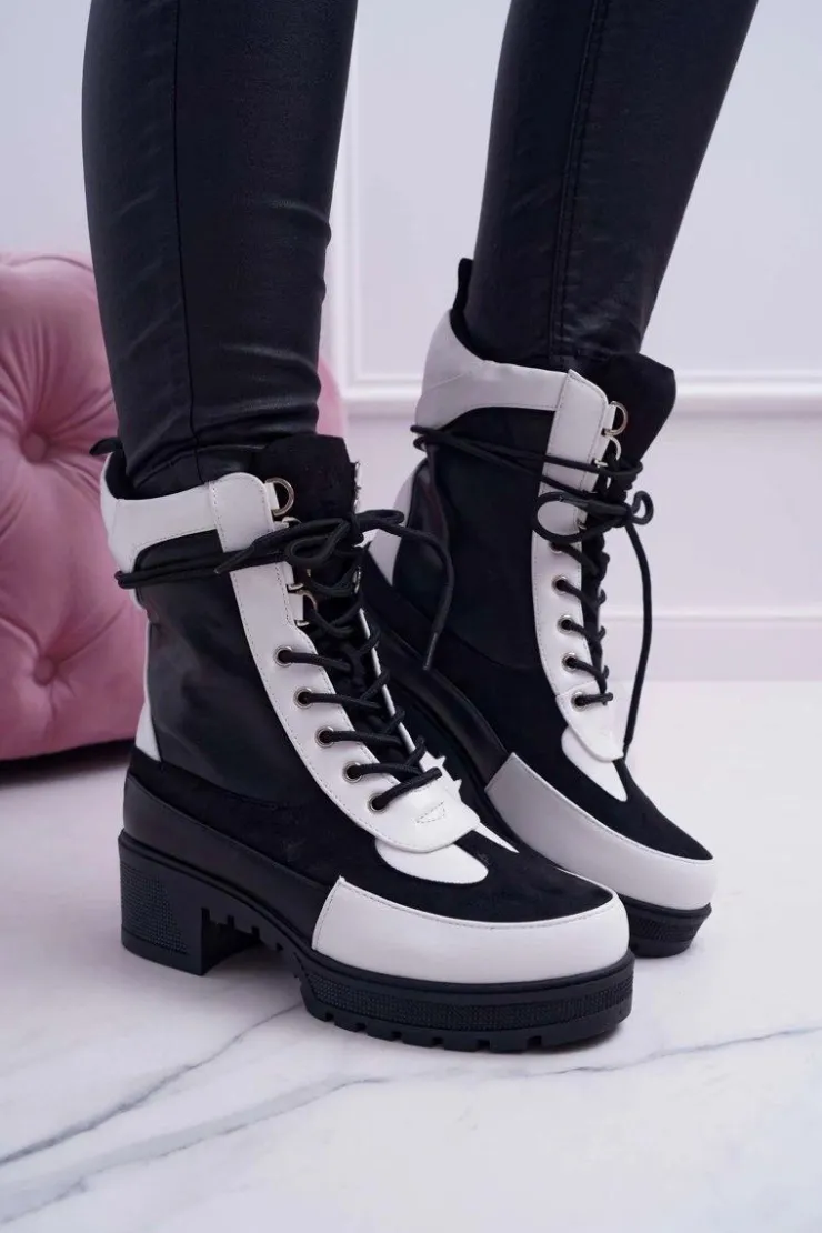 Damskie Boto Botki Damskie Wysokie Sznurowane Ridley