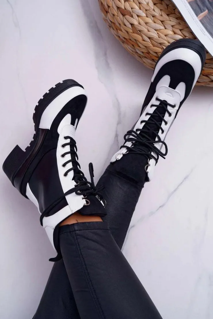 Damskie Boto Botki Damskie Wysokie Sznurowane Ridley