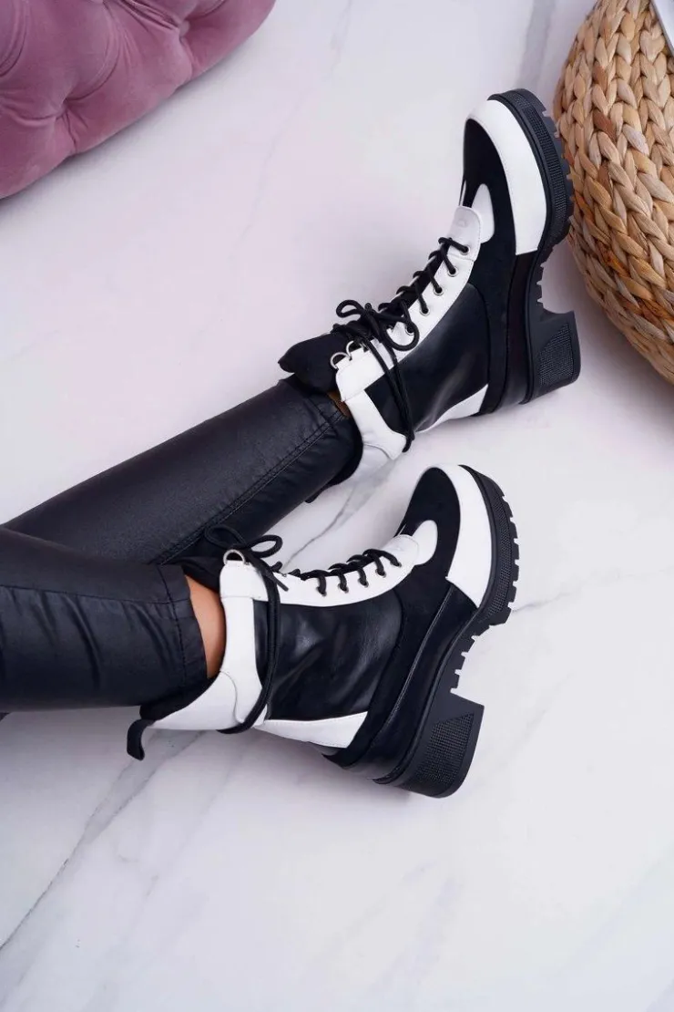 Damskie Boto Botki Damskie Wysokie Sznurowane Ridley