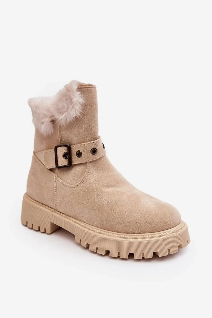 Buty damskie Vinceza Damskie Trapery|Botki Zimowe Damskie*Botki Damskie Z Futerkiem Na Suwak Beżowe Morcos