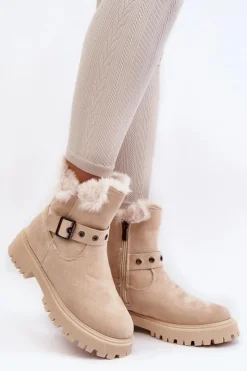 Buty damskie Vinceza Damskie Trapery|Botki Zimowe Damskie*Botki Damskie Z Futerkiem Na Suwak Beżowe Morcos
