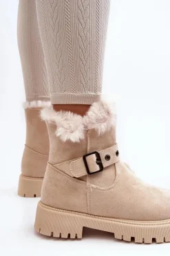 Buty damskie Vinceza Damskie Trapery|Botki Zimowe Damskie*Botki Damskie Z Futerkiem Na Suwak Beżowe Morcos