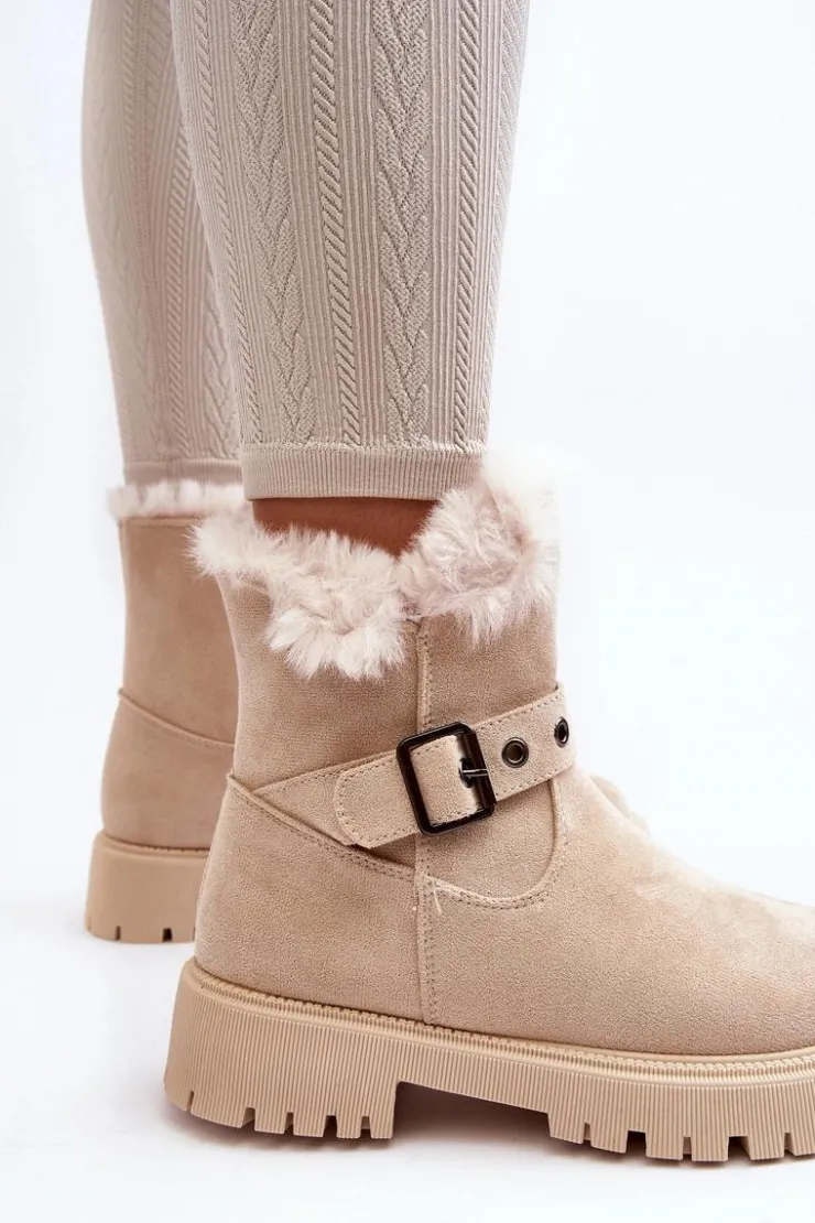 Buty damskie Vinceza Damskie Trapery|Botki Zimowe Damskie*Botki Damskie Z Futerkiem Na Suwak Beżowe Morcos