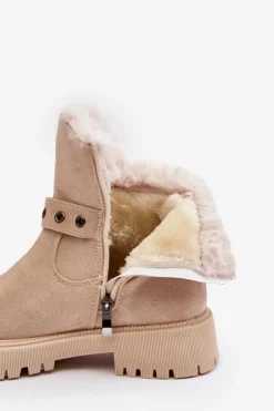 Buty damskie Vinceza Damskie Trapery|Botki Zimowe Damskie*Botki Damskie Z Futerkiem Na Suwak Beżowe Morcos