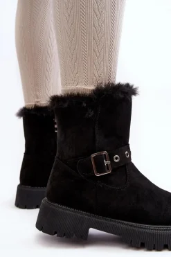 Damskie Buty damskie Vinceza Botki Damskie Z Futerkiem Na Suwak Czarne Morcos