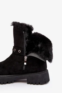 Damskie Buty damskie Vinceza Botki Damskie Z Futerkiem Na Suwak Czarne Morcos