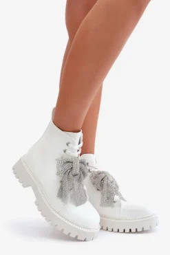 Boto Botki Sznurowane|Czarne Botki*Botki Damskie Z Kokardą Białe Ocenttia