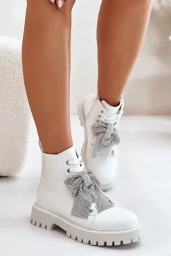 Boto Botki Sznurowane|Czarne Botki*Botki Damskie Z Kokardą Białe Ocenttia