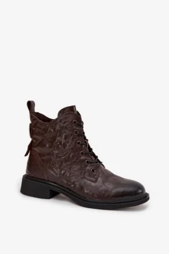 Artiker Botki Ocieplane|Botki Skórzane*Botki Damskie Z Naturalnej Skóry Ocieplane 57C1005 Czekoladowe Brązowy