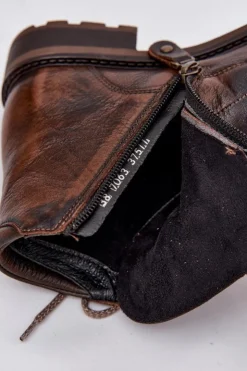 Online Maciejka Botki Damskie Z Naturalnej Skóry Na Płaskim Obcasie 07063-02 Brązowe