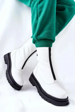 Discount Evento Botki Damskie Z Suwakiem Białe Tierra