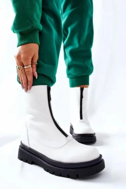 Discount Evento Botki Damskie Z Suwakiem Białe Tierra