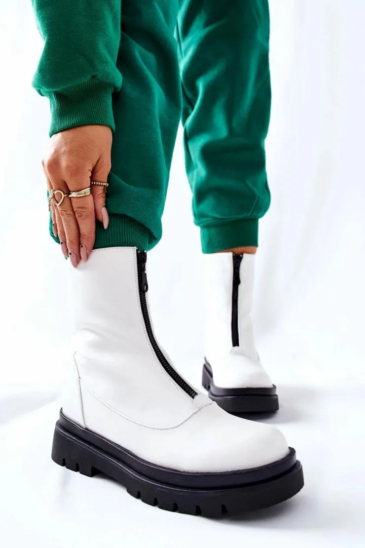 Discount Evento Botki Damskie Z Suwakiem Białe Tierra