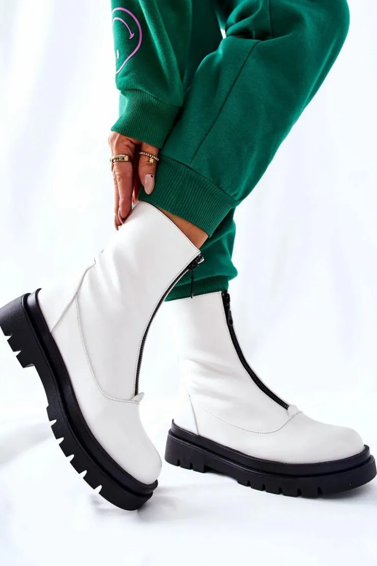 Discount Evento Botki Damskie Z Suwakiem Białe Tierra