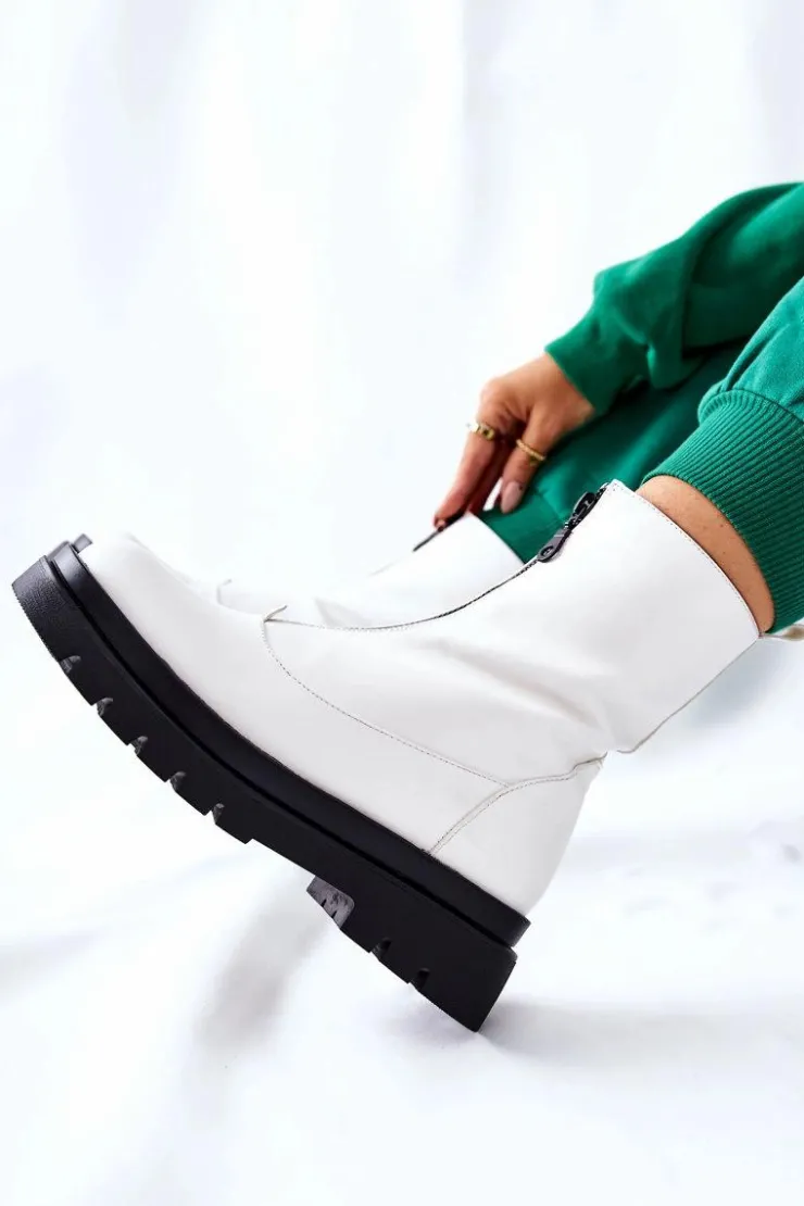 Discount Evento Botki Damskie Z Suwakiem Białe Tierra