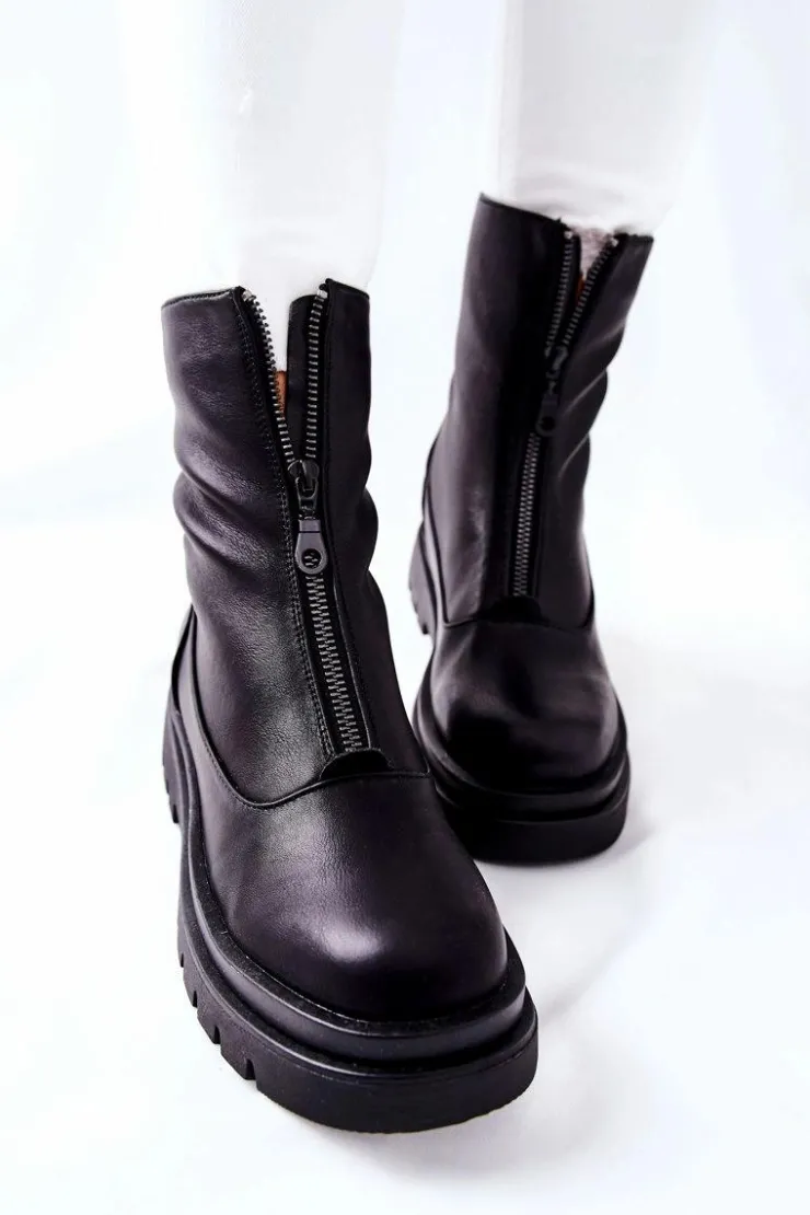 Clearance Evento Botki Damskie Z Suwakiem Czarne Tierra