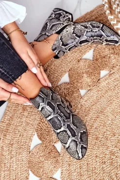 Discount Boto Botki Damskie Z Wycięciami Skórzane Wężowe Visconi 2625804