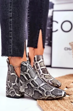 Discount Boto Botki Damskie Z Wycięciami Skórzane Wężowe Visconi 2625804
