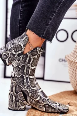 Discount Boto Botki Damskie Z Wycięciami Skórzane Wężowe Visconi 2625804