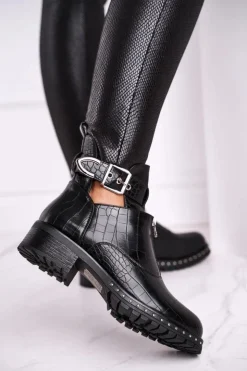 Discount Boto Botki Damskie Z Wycięciami Czarne Joan