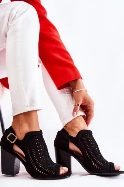 Boto Botki Wiosenne|Botki Na Słupku*Botki Damskie z Wycięciem Wiosenne Czarne Beyond Us