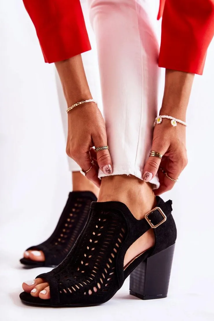 Boto Botki Wiosenne|Botki Na Słupku*Botki Damskie z Wycięciem Wiosenne Czarne Beyond Us