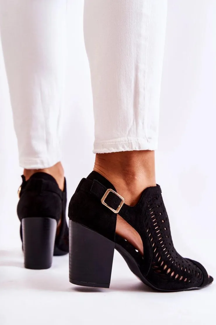 Boto Botki Wiosenne|Botki Na Słupku*Botki Damskie z Wycięciem Wiosenne Czarne Beyond Us