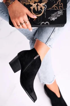 Damskie Buty damskie Vinceza Botki Damskie Z Wycięciem Czarne Best Choice