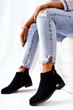 Discount Boto Botki Damskie Zamszowe Czarne Numbero