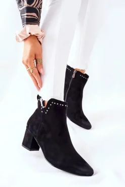 Buty damskie Vinceza Czarne Botki|Botki Zimowe Damskie*Botki Damskie Zamszowe Czarne Brinlack