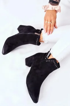 Buty damskie Vinceza Czarne Botki|Botki Zimowe Damskie*Botki Damskie Zamszowe Czarne Brinlack