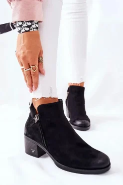 Buty damskie Vinceza Czarne Botki|Botki Zimowe Damskie*Botki Damskie Zamszowe Czarne Bellarena