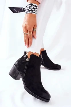 Buty damskie Vinceza Czarne Botki|Botki Zimowe Damskie*Botki Damskie Zamszowe Czarne Bellarena