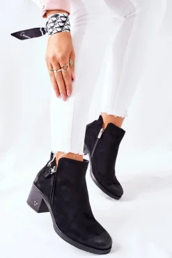 Buty damskie Vinceza Czarne Botki|Botki Zimowe Damskie*Botki Damskie Zamszowe Czarne Bellarena