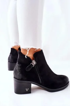 Buty damskie Vinceza Czarne Botki|Botki Zimowe Damskie*Botki Damskie Zamszowe Czarne Bellarena