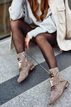 New Boto Botki Damskie Zamszowe Jasno Brązowe Nicole 2591