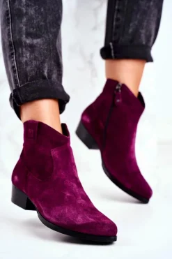 Maciejka Botki Wiosenne|Botki Maciejka*Botki Damskie Zamszowe Fioletowe 04289-05