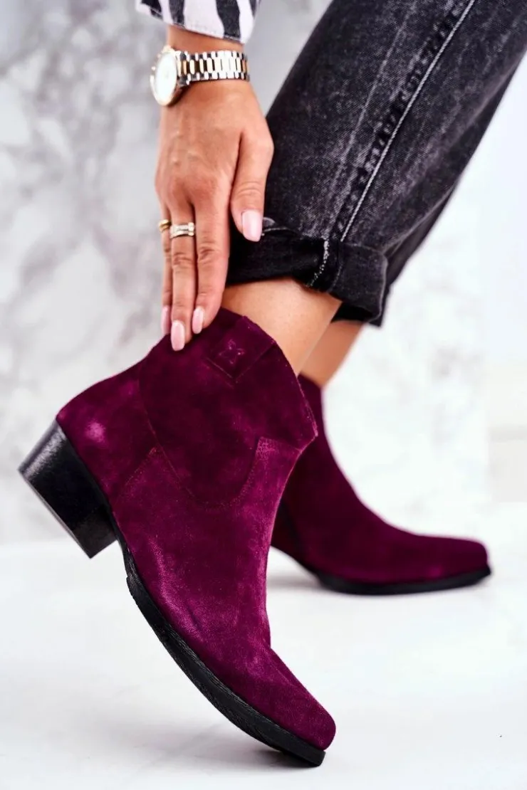 Maciejka Botki Wiosenne|Botki Maciejka*Botki Damskie Zamszowe Fioletowe 04289-05