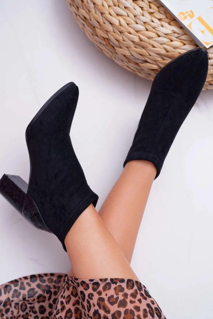 Damskie buty S.Barski Botki Na Słupku|Brązowe I Beżowe Botki*Botki Damskie Zamszowe Na Słupku Czarne Ferrous